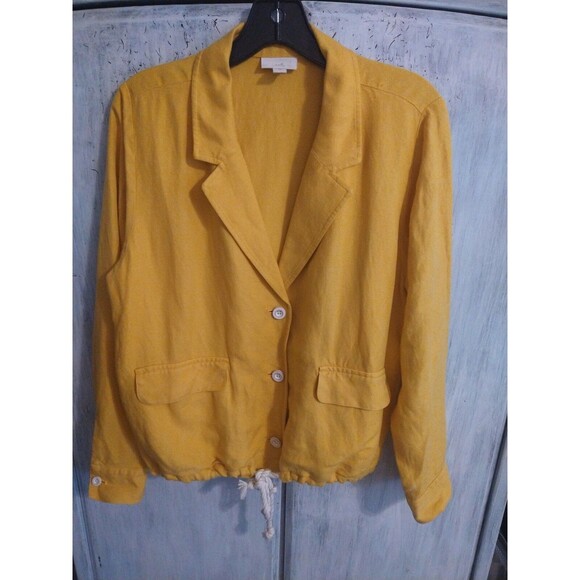 J. Jill  linen tie rope  jacket Yellow Boho Beachy Summer xs - Picture 2 of 9